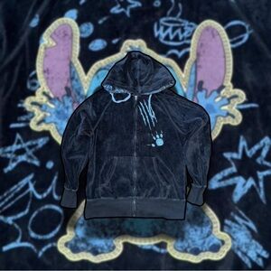 Disney Black Velour Stitch Full Zip Hoodie